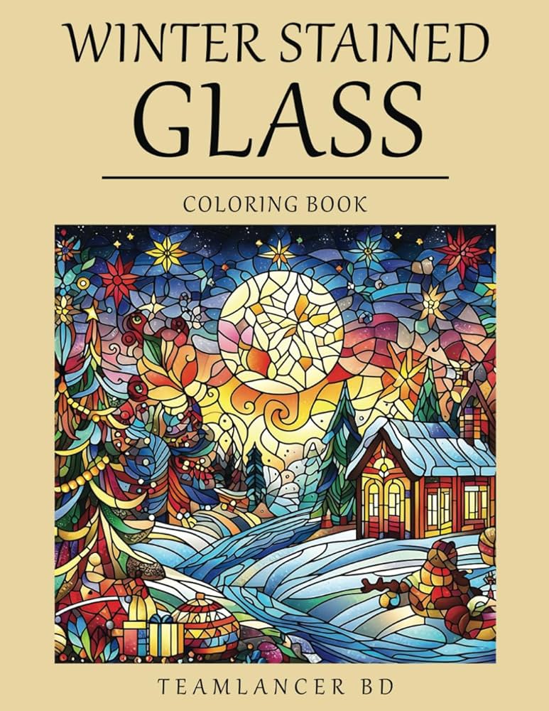 Winter stained glass coloring book beautiful illustrator winter scene art for kids bd teamlancer libri