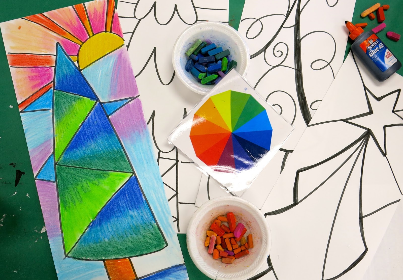 Cassie stephens in the art room faux stained glass winter scene