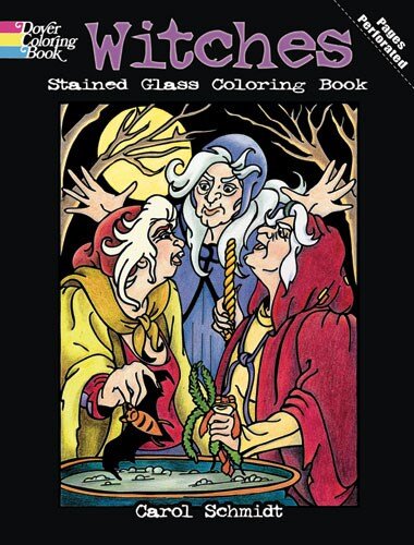 Witches stained glass coloring book