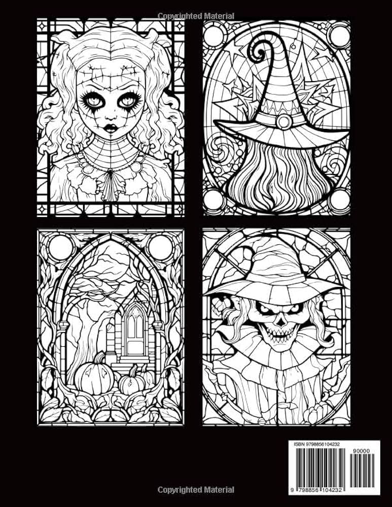 Halloween stained glass coloring book for adults relaxation halloween coloring book features sry illustrations as halloween witch halloween pumpkin ghost designed with stained glasses stained glass pattern books halloween party favors