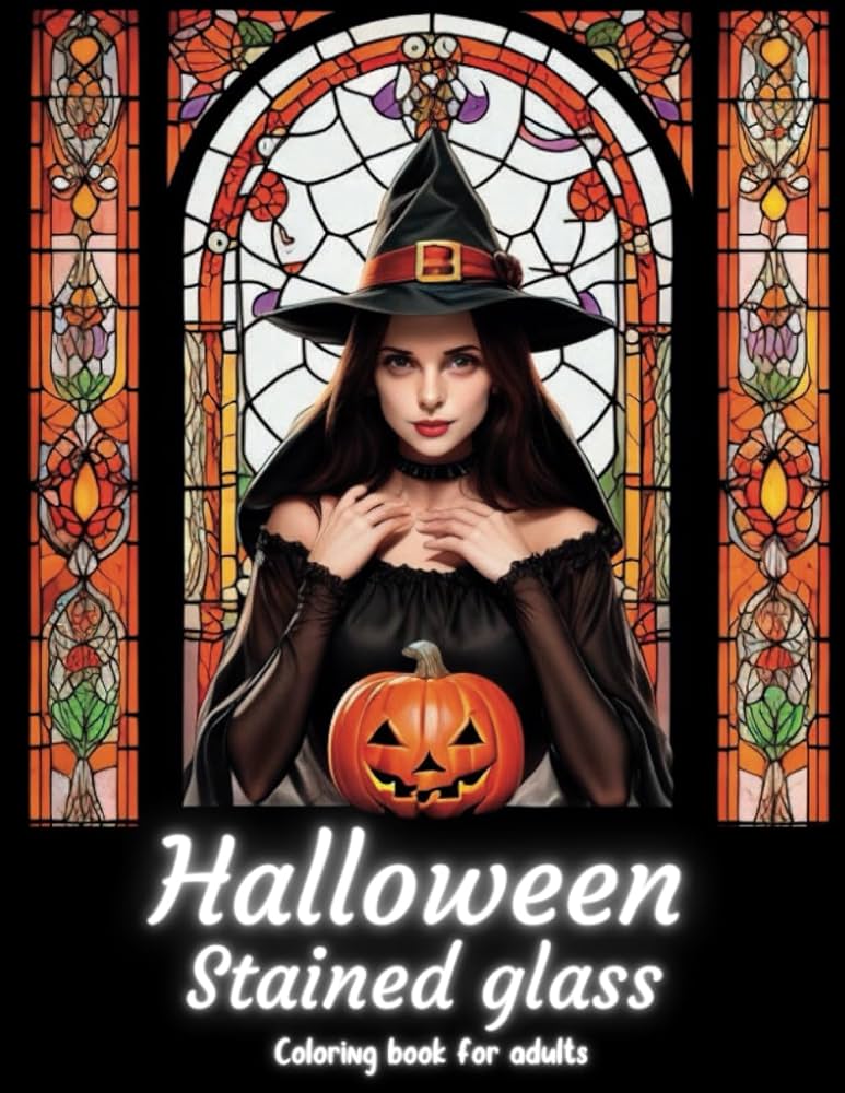 Halloween stained glass coloring book for adults publishing anna marry books
