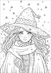 Witch coloring pages for adults kids