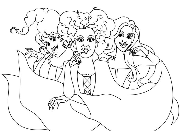 Hocus pocus witch coloring page
