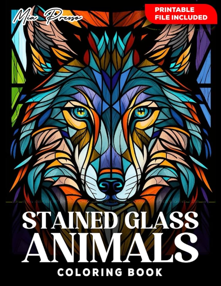 Stained glass animals coloring book stained glass patterns coloring book for adults stress relief animal book for coloring stain glass art adult books coloring books adults relaxation presso mia