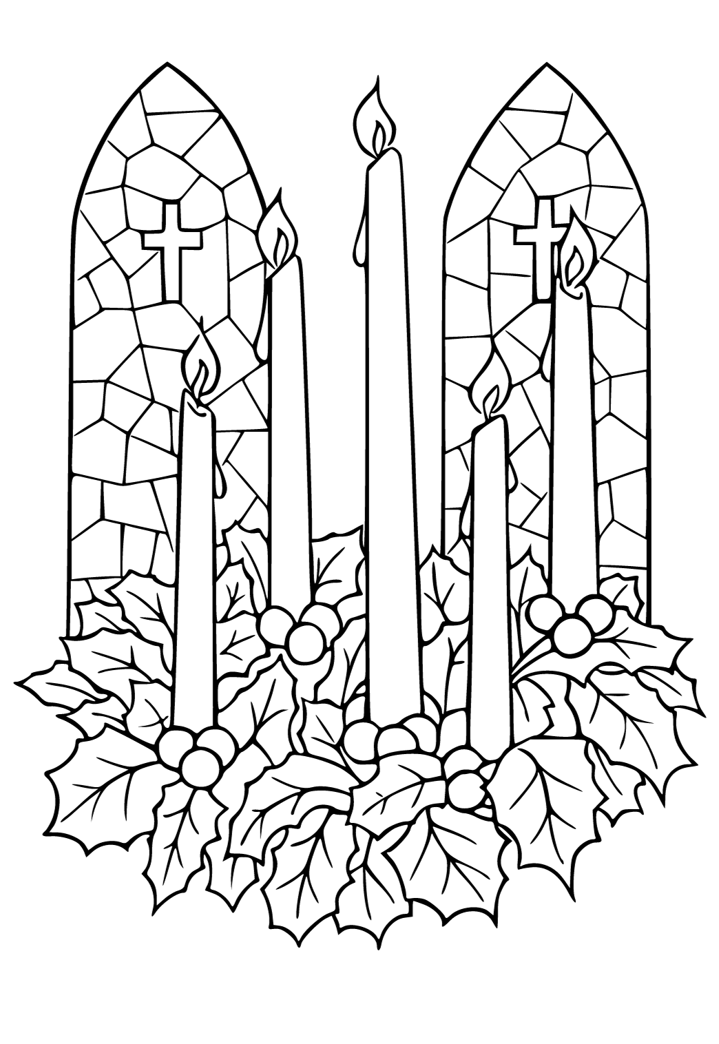 Free printable advent stained glass coloring page for adults and kids