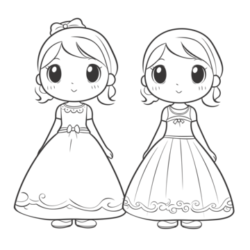 Wedding coloring pages cute girl and bride outline sketch drawing vector wing drawing girl drawing ring drawing png and vector with transparent background for free download