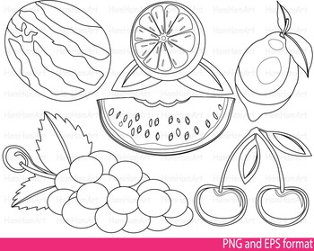 Super fruits clip art school outline stamp coloring page line print fruit