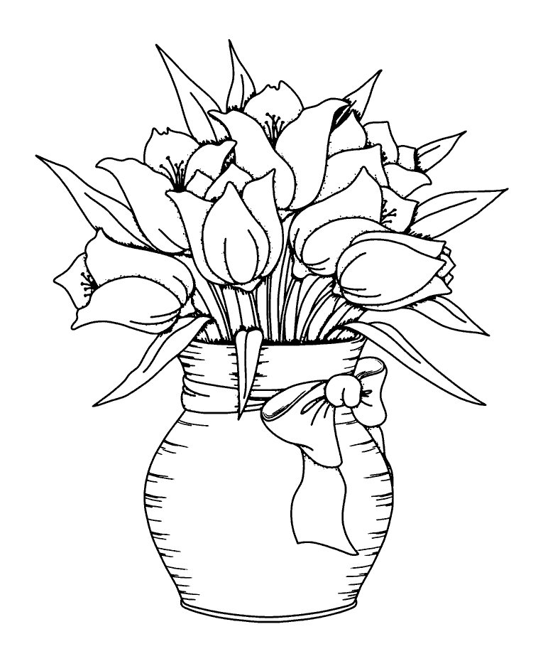 Coloring pages tulip vase wood mount stamp