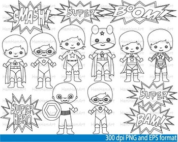 Super hero clip art school outline stamp coloring page line superman print