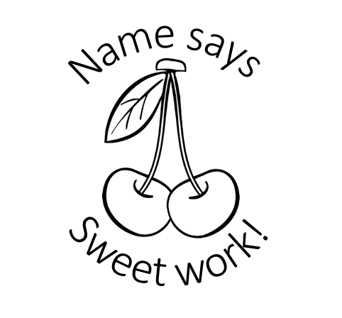 Personalised teacher stamps cherry stamp â stamp it by miss m