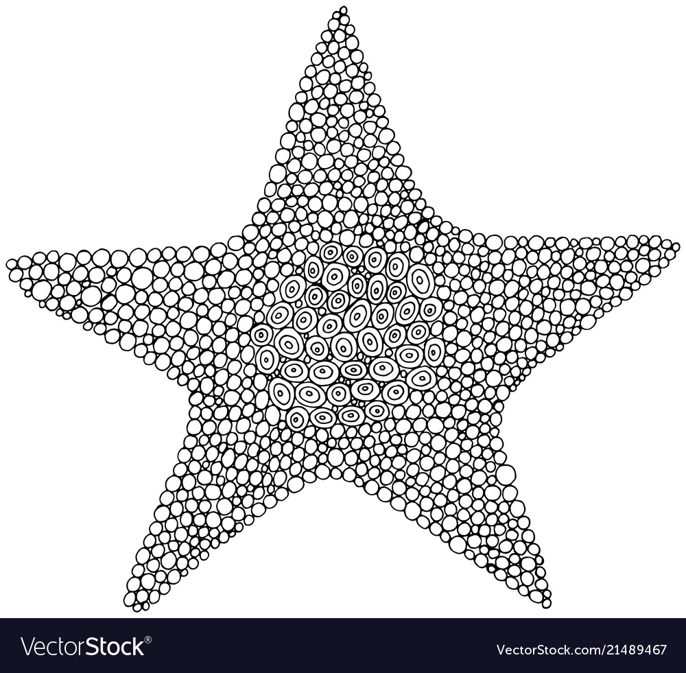 Doodle star coloring page for adults and kids vector image
