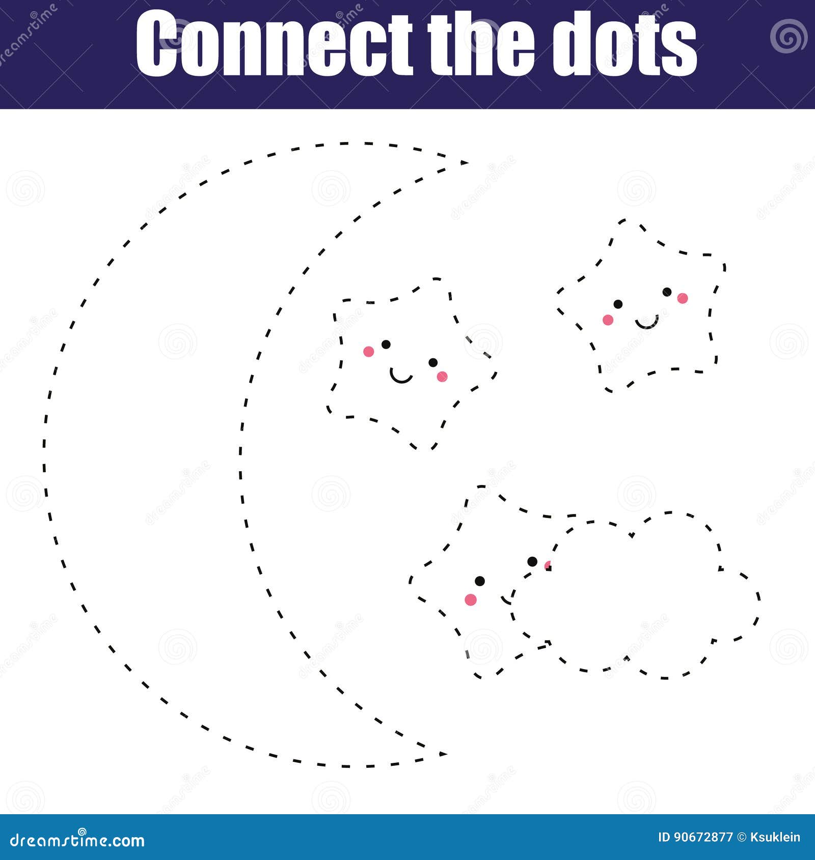 Connect the dots children educational game printable activity worksheet night moon and cute stars stock vector