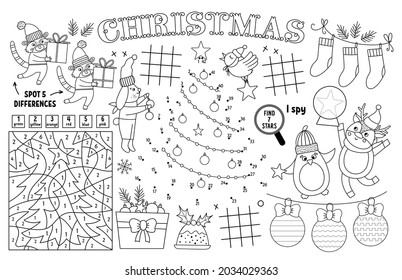 Vector christmas placemat kids winter holiday stock vector royalty free