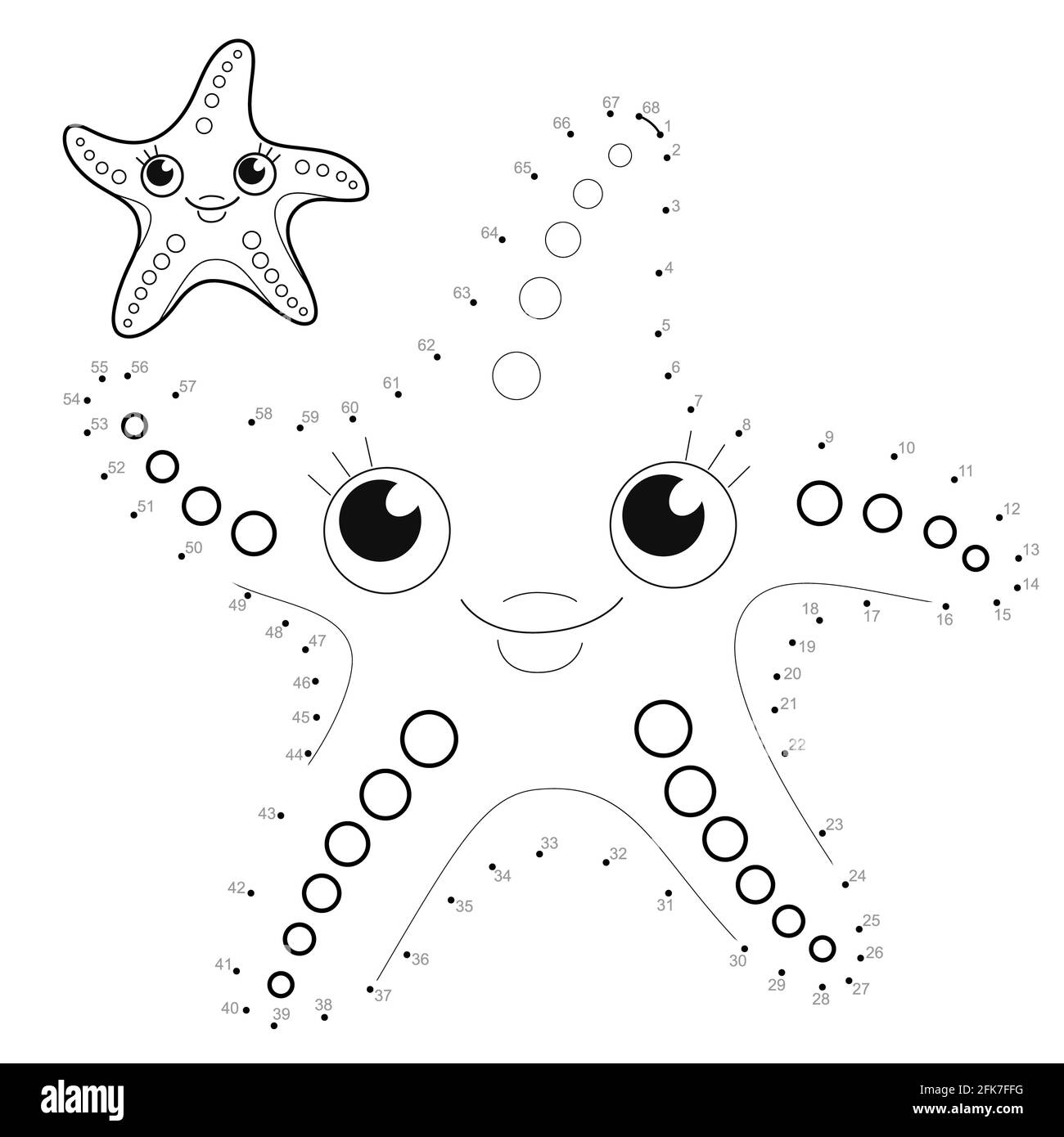 Dot to dot puzzle for children connect dots game starfish illustration stock photo