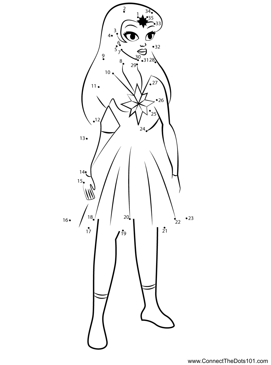Star sapphire dc super hero girls dot to dot printable worksheet