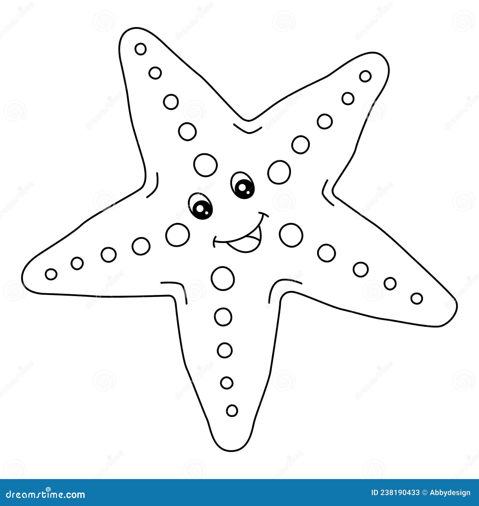 Sea star coloring page isolated for kids stock vector