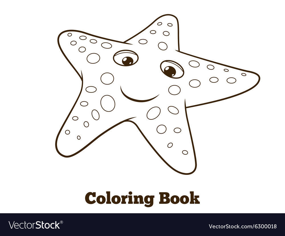 Coloring book starfish fish cartoon royalty free vector