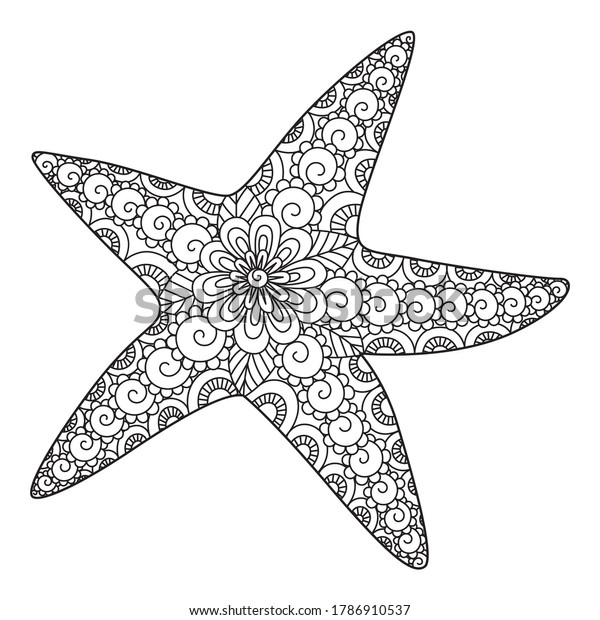 Line art design starfish coloring book stock vector royalty free