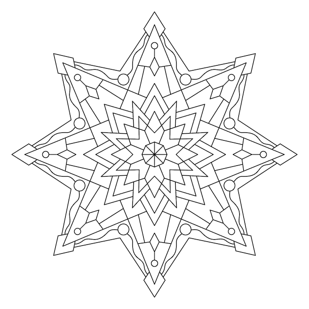 Premium vector star mandala for adult coloring page