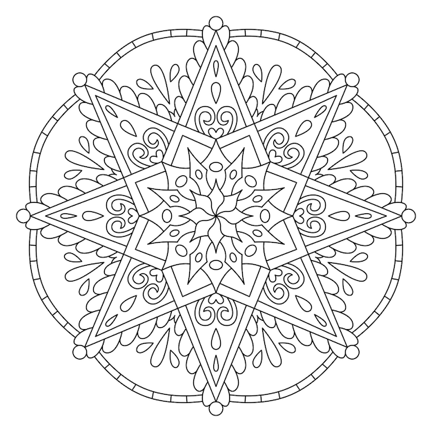 Premium vector star mandala for adult coloring page