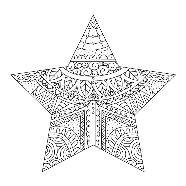 Premium vector star zentangle coloring page