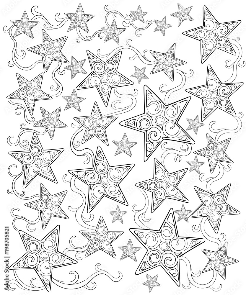 Magic stars for coloring book anti