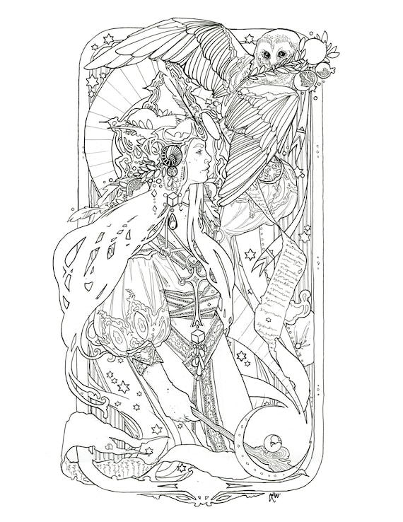 High priestess the star coloring pages download now