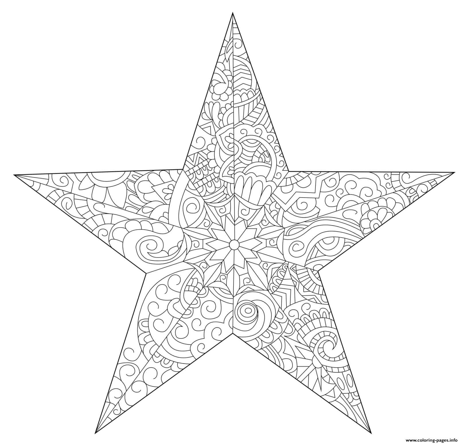 Christmas for adults decorative star coloring page printable