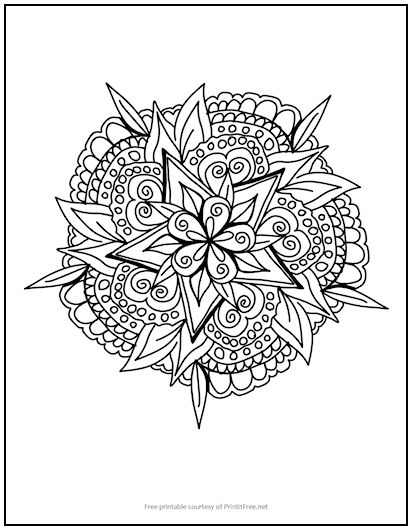 Leafy star mandala coloring page print it free