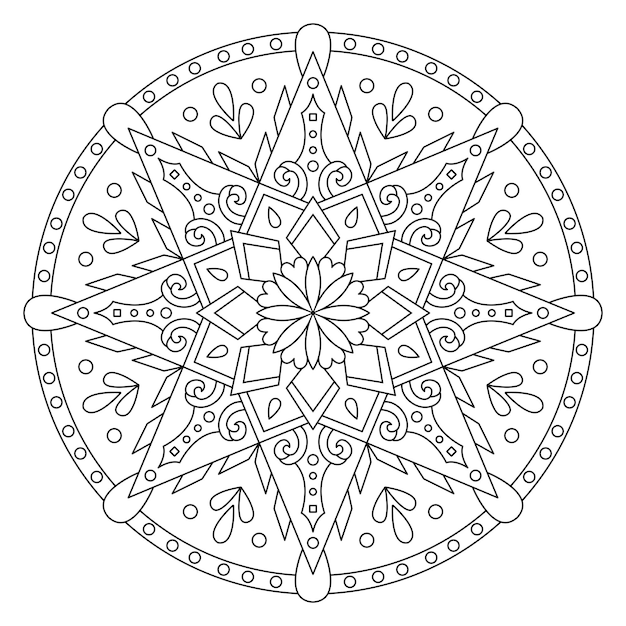 Premium vector star mandala for adult coloring page