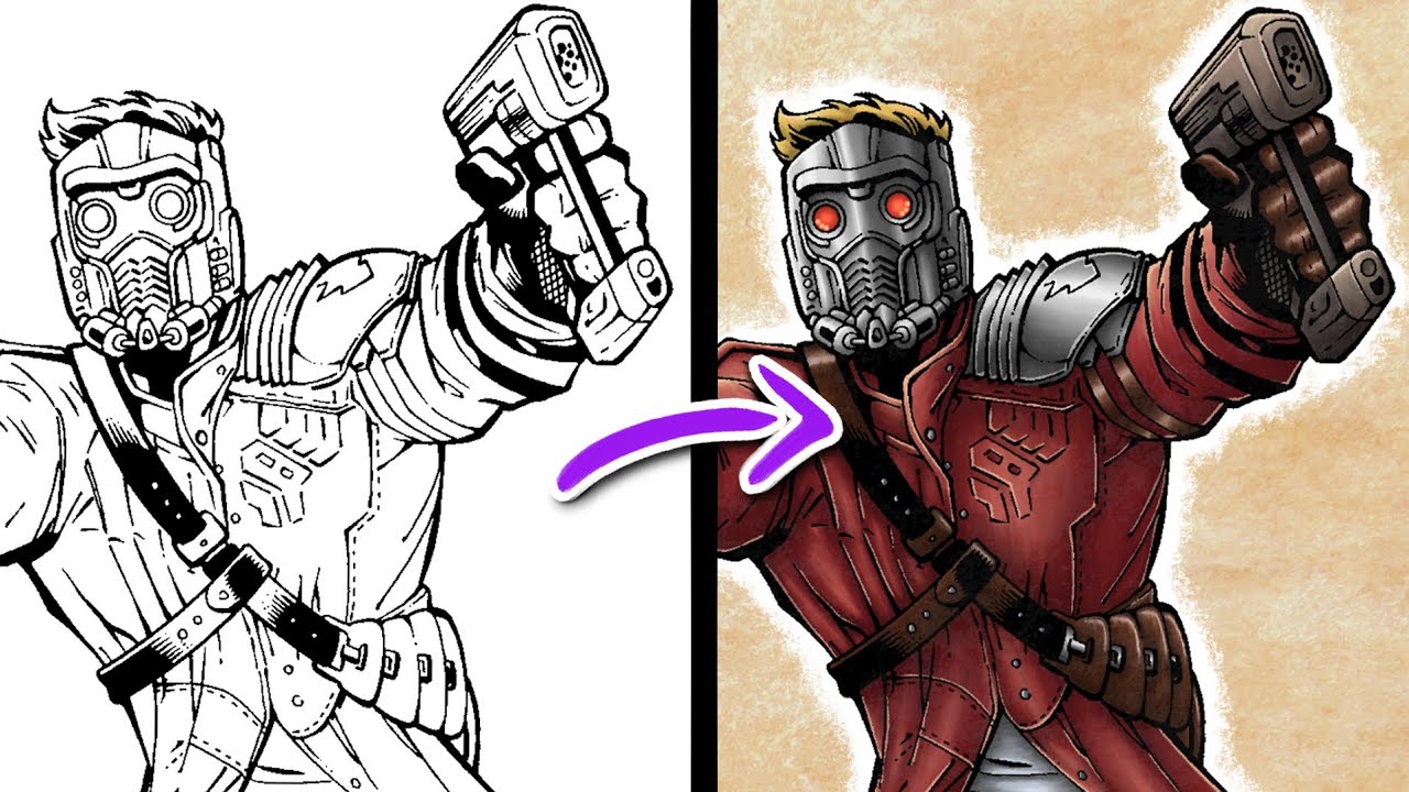 How to colour star lord digital colouring