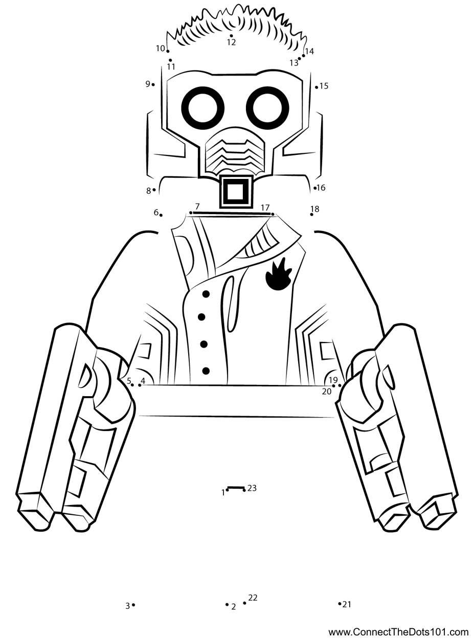 Lego star lord dot to dot printable worksheet