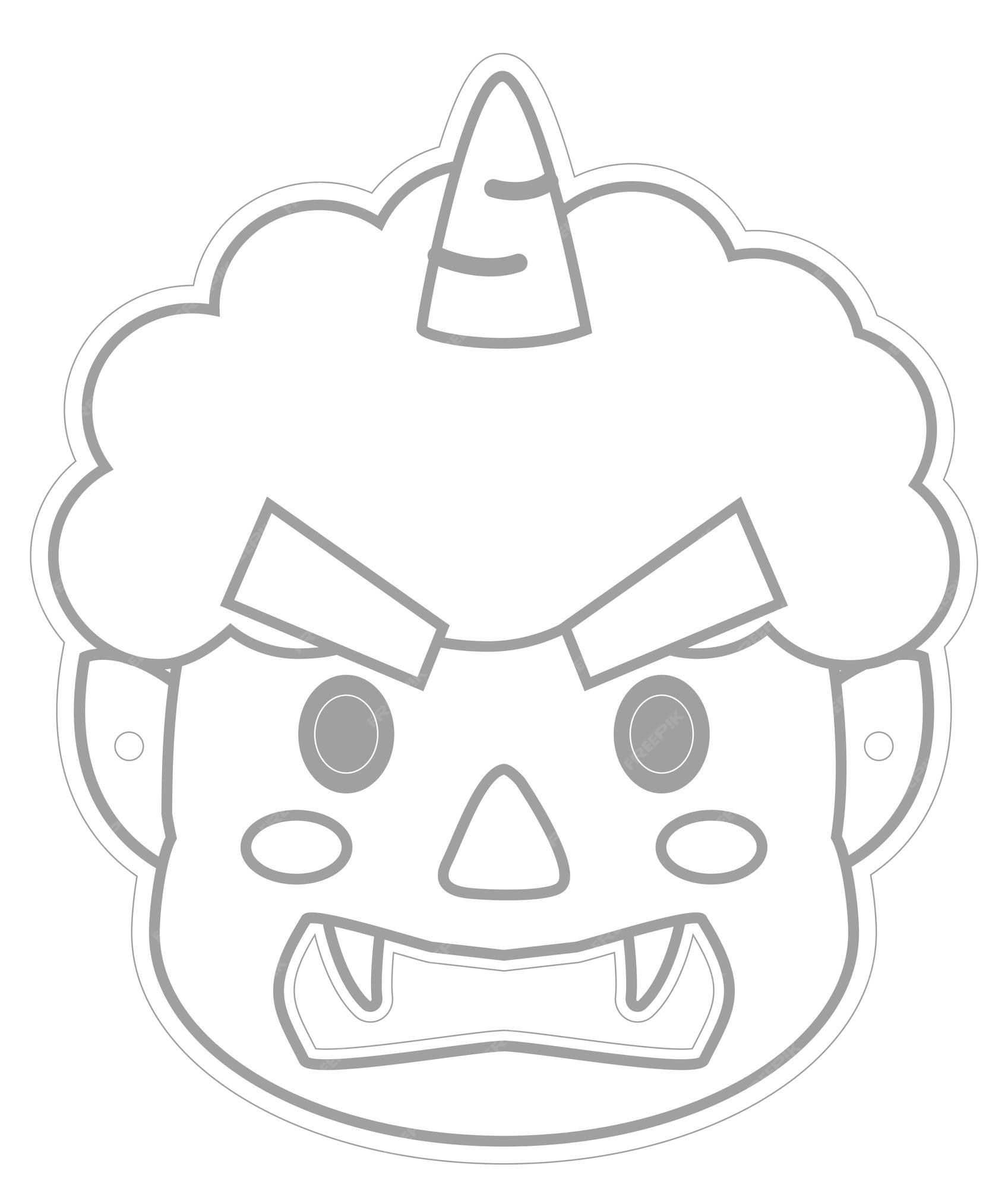 Premium vector japanese ogre mask this is a line for coloring of setsubun
