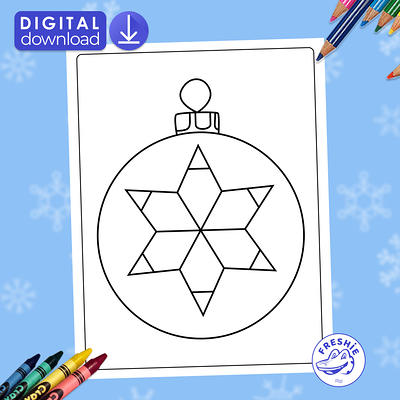 Christmas ornament with a star coloring page
