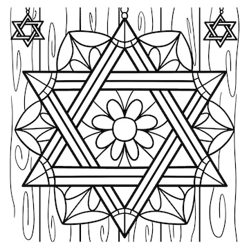Premium vector hanukkah star of david coloring page for kids