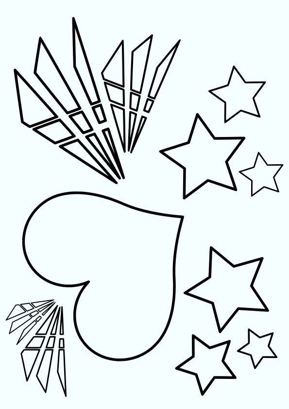 Heart and stars drawing for coloring page free printable nurieworld