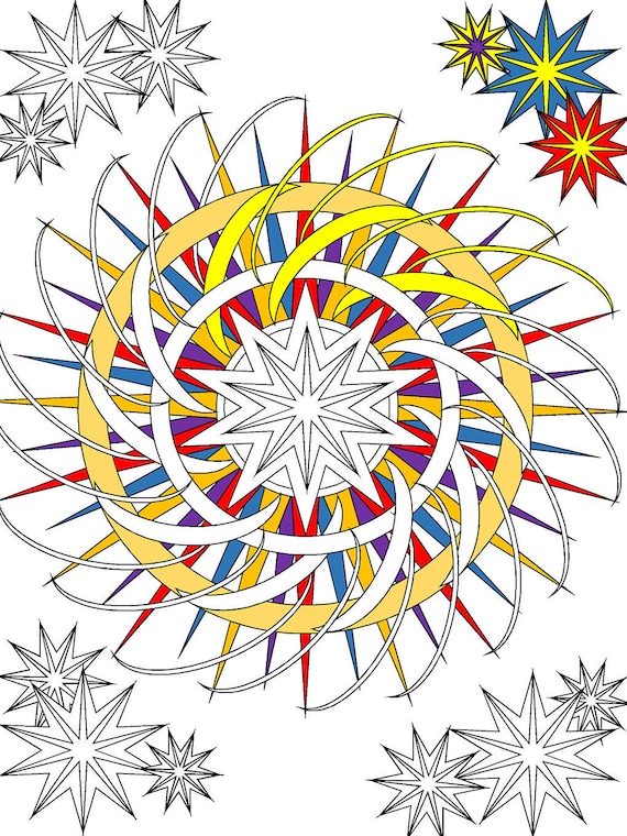 Star fury coloring page star coloring page adult coloring page printable coloring page downloadable page star printable page
