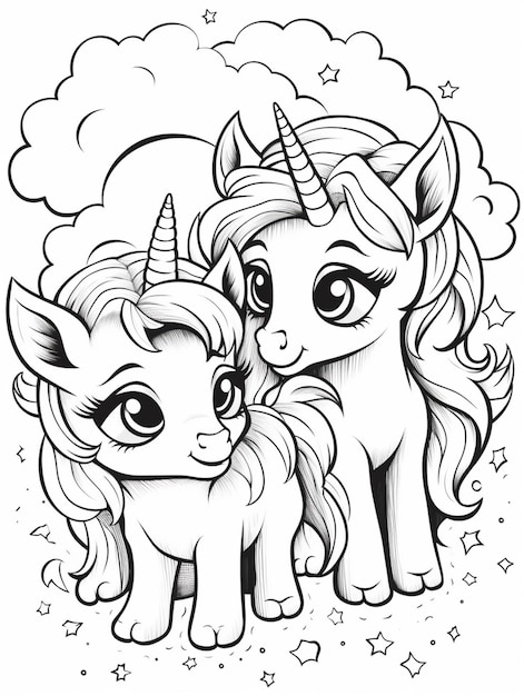 Page unicorn coloring page kids pictures
