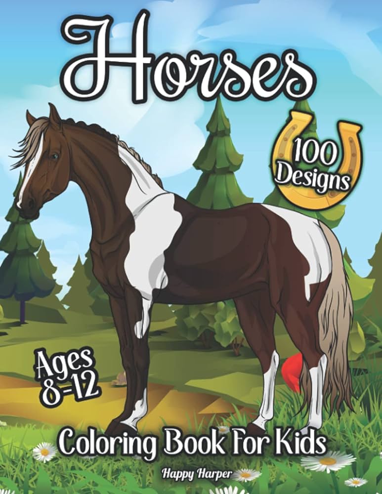 Horses loring book for kids ages