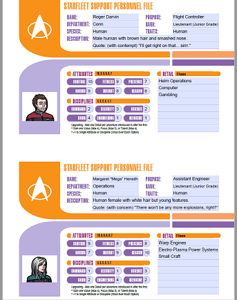 Extended chacrater and starship sheets
