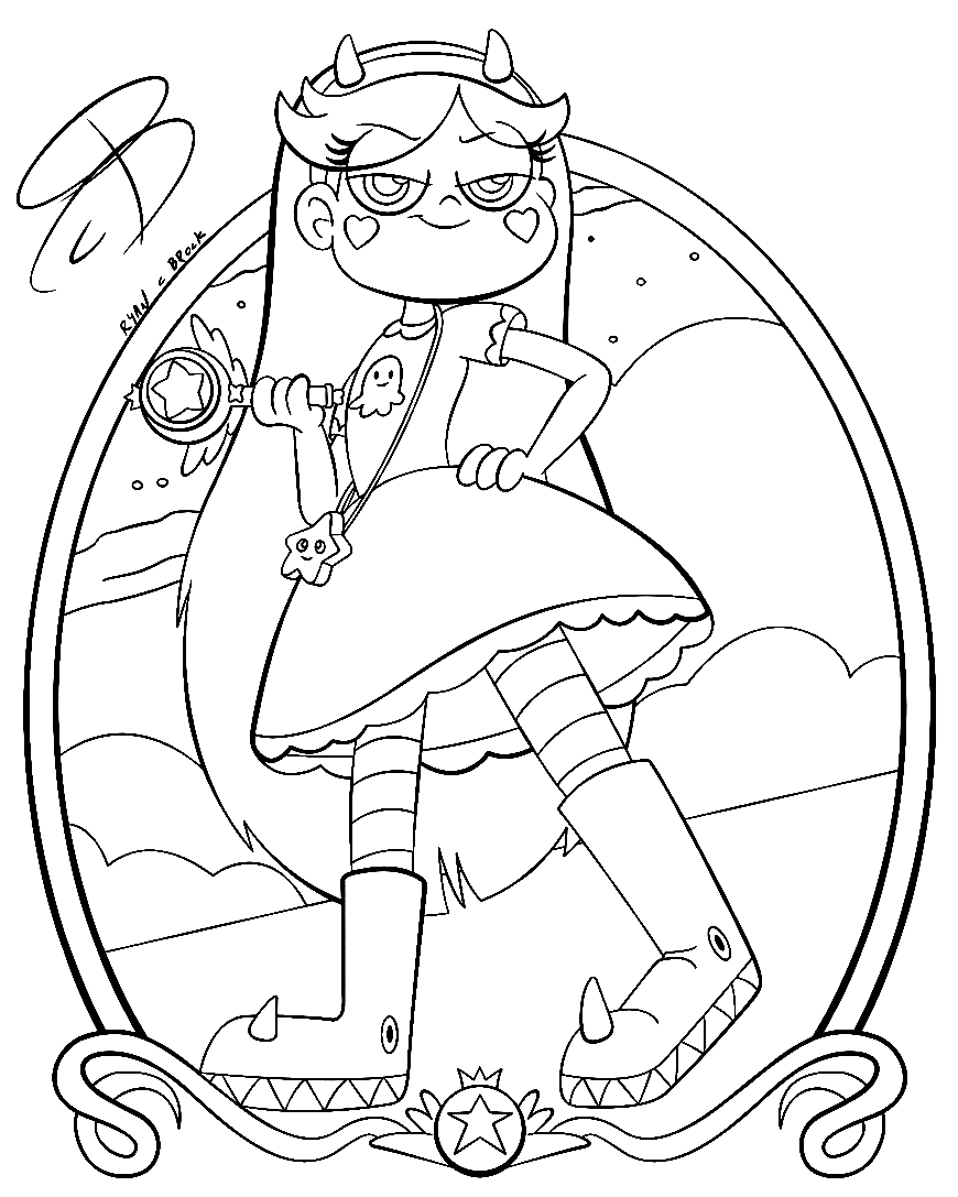 Star vs the forces of evil coloring pages printable for free download
