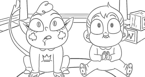 Two kids from star vs the forces of evil coloring page
