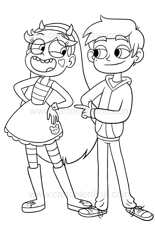 Drawing of star vs the forces of evil coloring page