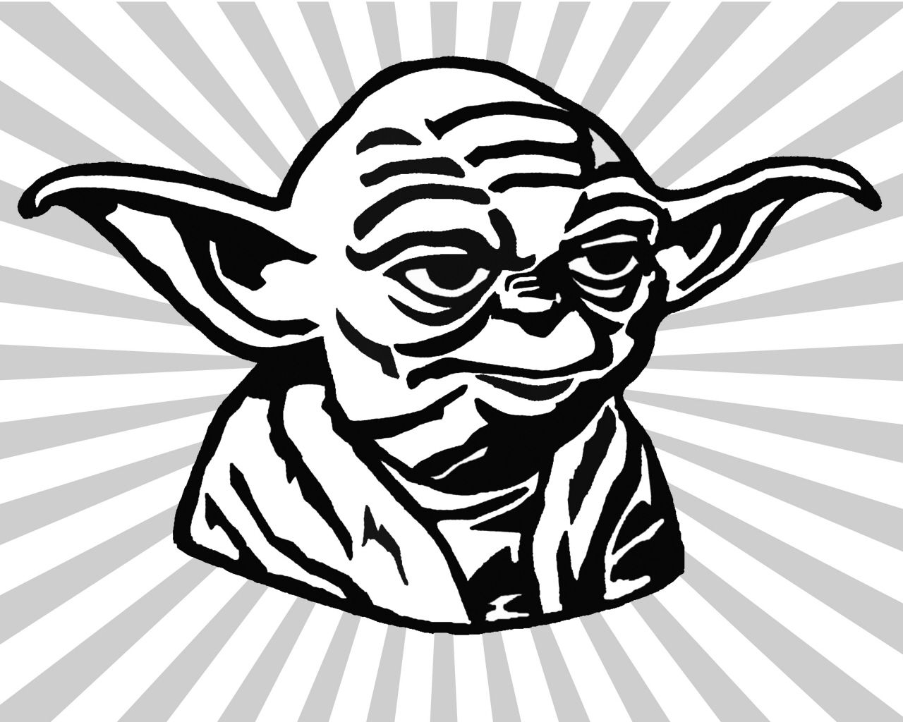 Yoda black and white clipart