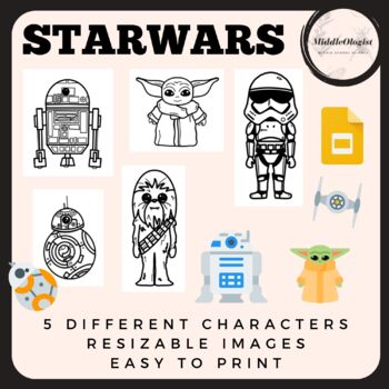 Starwars characters students coloring pages blank printable by middleologist
