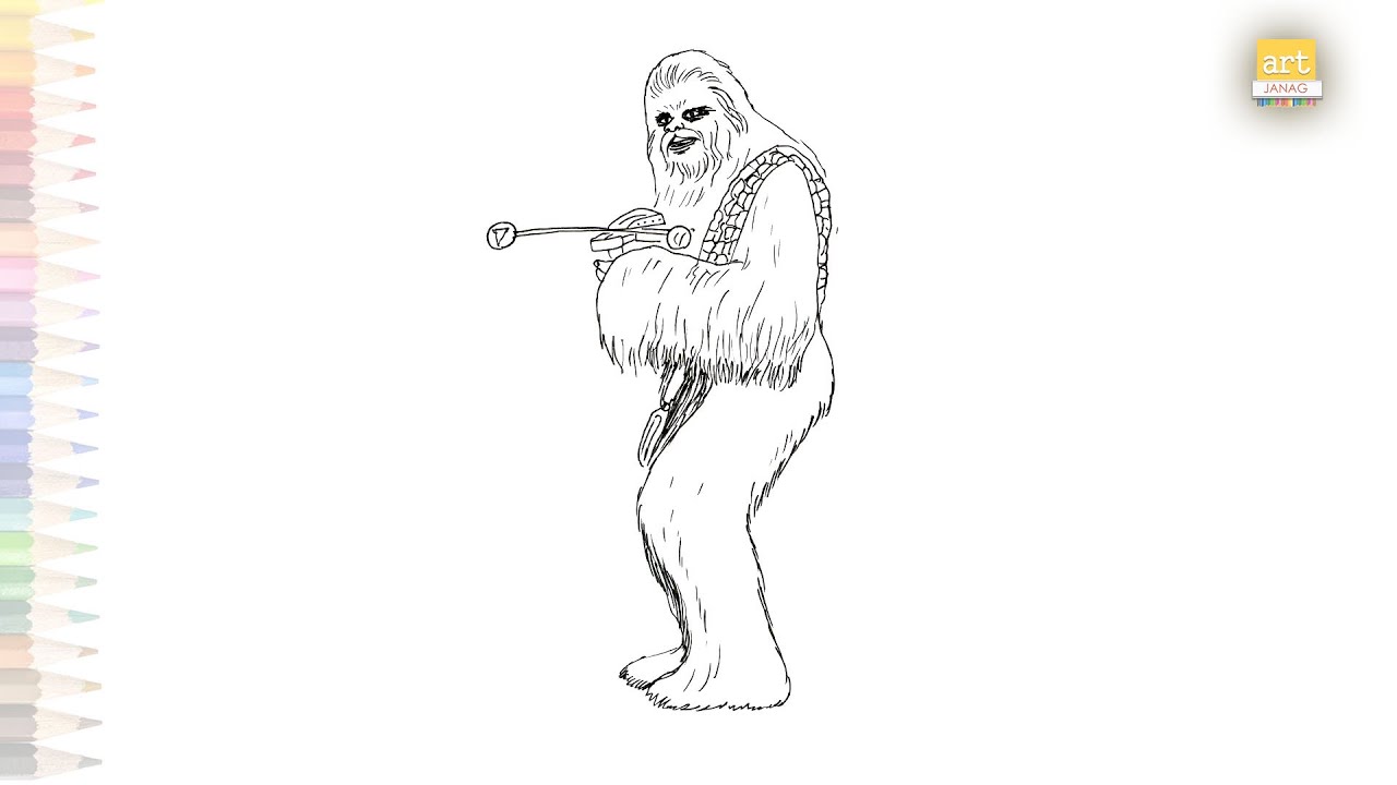 Chewbacca a wookie drawing video star wars character drawings how to draw chewbacca step by step