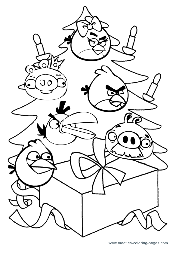 Angry birds christmas coloring pages