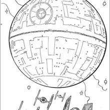 Death star and the fighters coloring pages