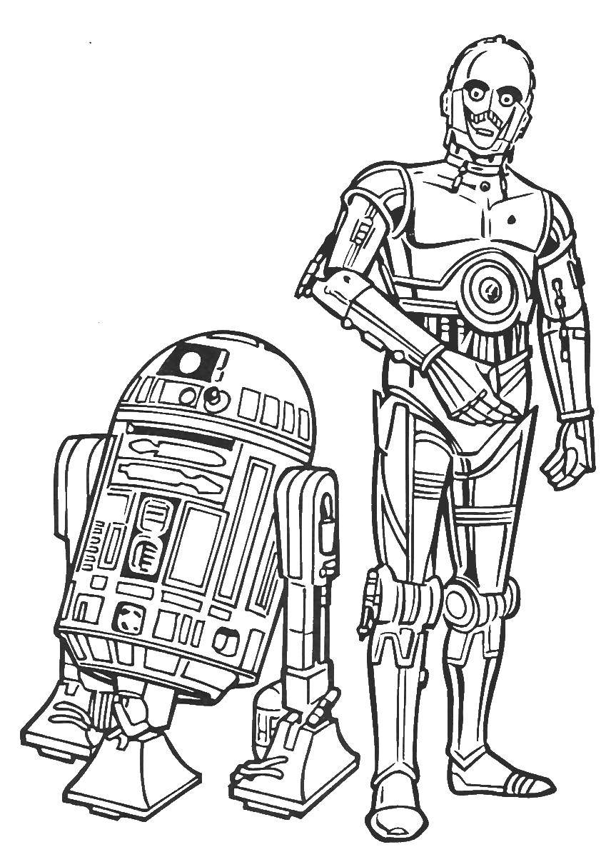 Online coloring pages coloring page droids star wars download print coloring page