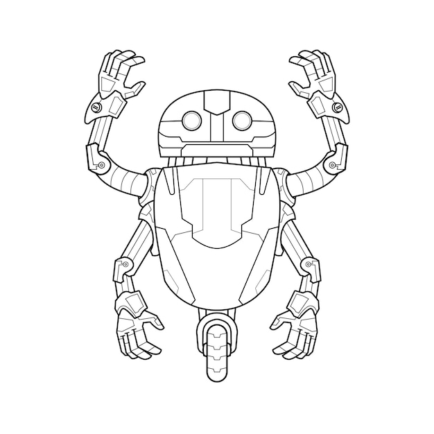 Premium vector illustration in a cartoon coloring pages cute robot android for kids preschool